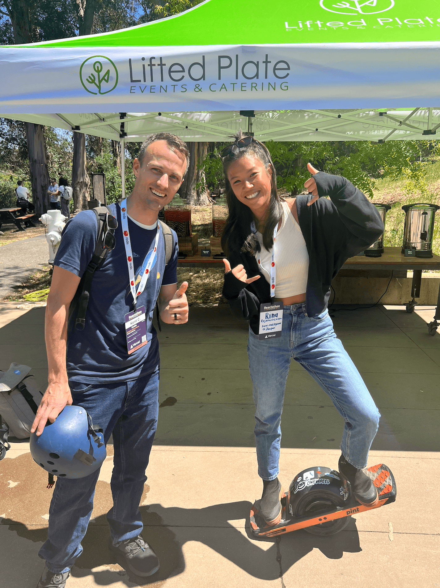 Me and Kent at Reacthaton event with his Onewheel